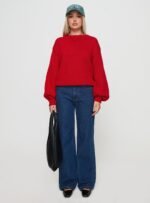 Harmony Balloon Sleeve Knit Jumper Red - Image 7