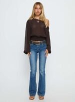 Idalina Slouchy Chiffon Top Brown - Image 7