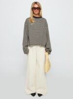 Bloom Long Sleeve Top Beige Stripe - Image 7