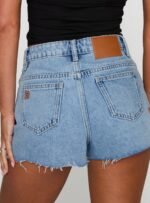 Top Tier Mid Rise Denim Shorts Light Wash - Image 7