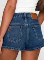 Dreamful Low Rise Mini Denim Shorts Dark Blue Wash - Image 8