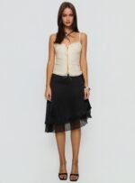 Rosemead Satin Midi Skirt Black - Image 7