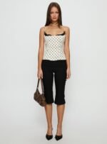 Renaissance Corset Lace Top White Polka Dot - Image 7
