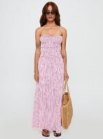 Loralei Shirred Maxi Dress Red Stripe - Image 7