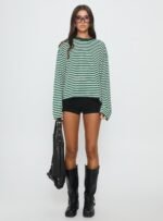 Bloom Long Sleeve Top Moss Stripe - Image 7