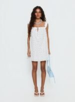 Swing Mini Dress White Polka Dot - Image 7