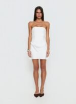 Jenevieve Strapless Drape Mini Dress White - Image 7