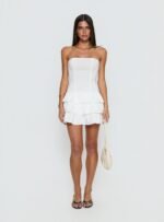 Valentia Tiered Mini Dress White - Image 7