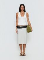 Baseline V Neck Rib Vest Top White - Image 7