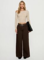 Naylor Mid Rise Wide Leg Jeans Brown - Image 7