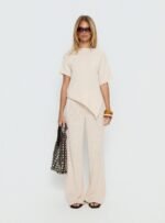 Calisse Knit Wide Leg Trousers Beige - Image 7