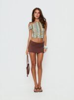 Beaming Brighter Off Shoulder Cinched Draped Top Blue - Image 7