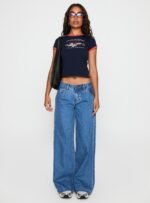 Supercut Low Rise Baggy Pleat Jeans Mid Blue - Image 6