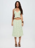 Aspyn Embroidered Midi Skirt Sage Green - Image 7