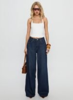 Naylor Mid Rise Wide Leg Jeans Mid Blue Denim - Image 7