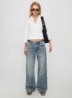 Taelynn 3/4 Sleeve Button Up Shirt White - Image 7