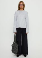 Settle Down Long Sleeve Top Grey / White Stripe - Image 8