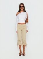 Ashlinn Off Shoulder Long Sleeve Drapey Top White - Image 7