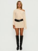 Bellamie Long Sleeve Mini Dress Cream - Image 7