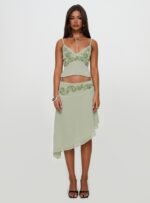 Pappilion Asymmetrical Midi Skirt Sage - Image 11
