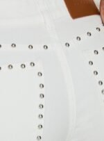 Saving Up Mid Rise Straight Leg Studded Jeans White - Image 7