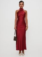 Mordecai Halter Maxi Dress Burgundy - Image 7