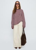 Settle Down Long Sleeve Top Pink / Brown Stripe - Image 7