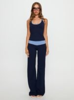 Kobee Jersey Flare Trousers Navy / Light Blue - Image 7