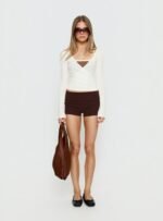 Sylka Long Sleeve Jersey Wrap Top White - Image 7