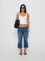 Hierarchy Low Rise 3/4 Length Jeans Mid Wash - Image 7