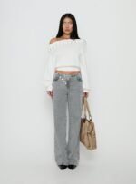 Pipper Asymmetrical Button Up Jeans Grey Wash - Image 7