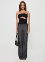 Kinkirk Flared Pants Grey Pinstripe - Image 7