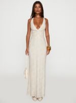 Starcrossed Halter Maxi Dress Cream - Image 7