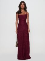 Celena Maxi Dress Burgundy Burnout - Image 7