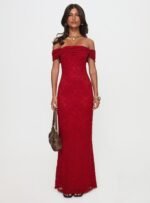 Allured Strapless Maxi Dress Burgundy - Image 7