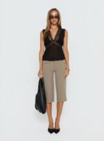 Noven Tie Back Lace Trim Top Black - Image 6
