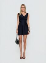 Rozalinda Halter Plunge Mini Dress Navy - Image 7