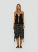 Top Form Tie Front Halter Top Black - Image 7
