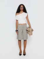 Cloud Tempo Boat Neck Cinched Knit Top White - Image 7
