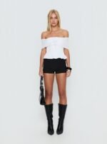 Avalynn Off Shoulder Shirred Top White - Image 7