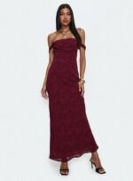 Azura Off The Shoulder Maxi Dress Burgundy - Image 9
