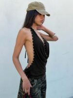 Khoda Studded Halter Top Black - Image 10