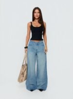 Naylor Mid Rise Wide Leg Jeans Light Blue Wash - Image 8