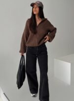 Hertford Zip Through Knit Jumper Brown - Image 8