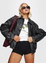 Jaxton Faux Leather Jacket Black - Image 8