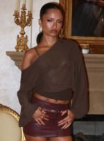 Idalina Slouchy Chiffon Top Brown - Image 8