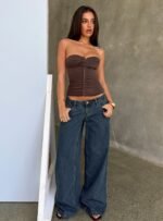 Jazzy Strapless Corset Top Chocolate - Image 10