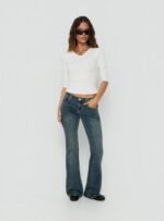 Clynee Ultra Low Rise Bootleg Jeans Dirty Blue - Image 8