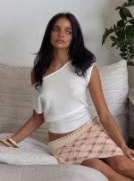 Cloud Tempo Boat Neck Cinched Knit Top White - Image 10