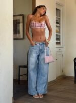 Naylor Mid Rise Wide Leg Jeans Light Blue Wash - Image 13